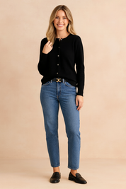 Ewa | Klassisk cardigan med rund hals 0