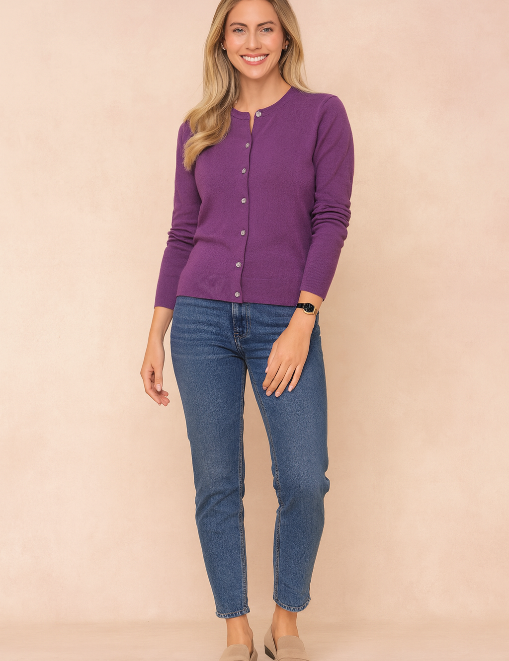 Ewa | Klassisk cardigan med rund hals 1