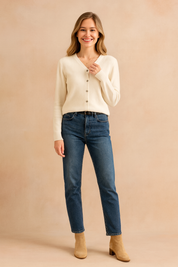 Ewa | Klassisk cardigan med rund hals 3