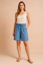 FINA | Losse shorts met strikceintuur 3