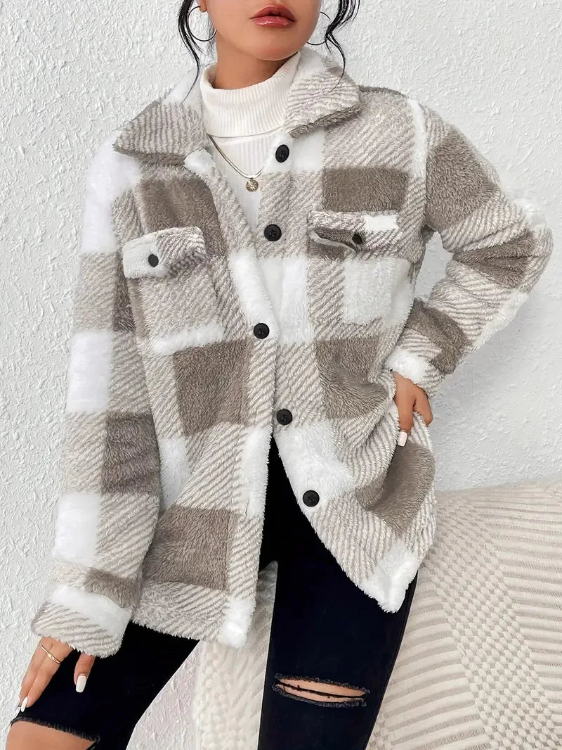 Fleecejack voor dames met ruitjesmotief | Warm 3