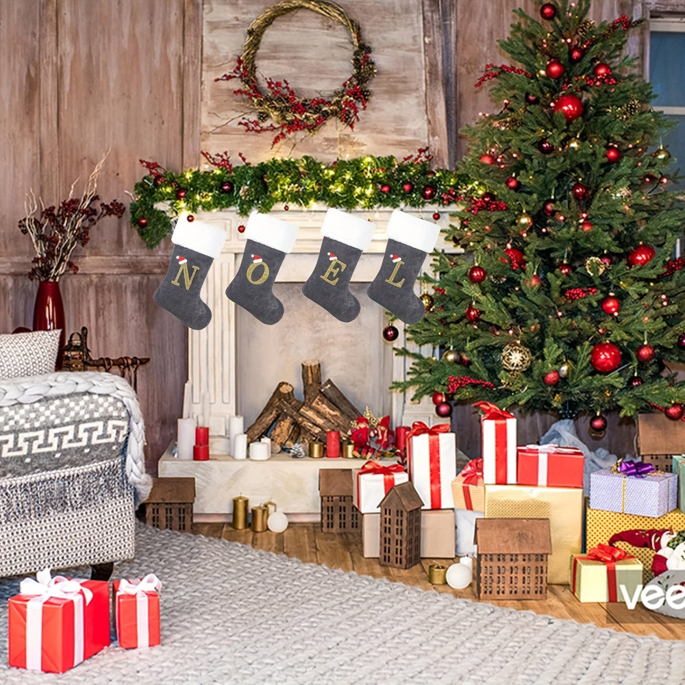 Fløjlsmonogram | Personlig fløjls julestrømpe til juledekoration 4