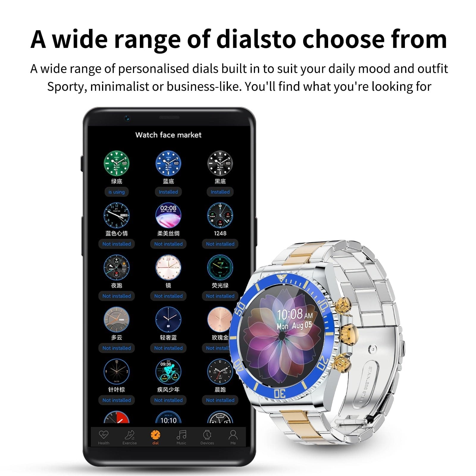 Focalex multifunktionelt Bluetooth smartwatch 5