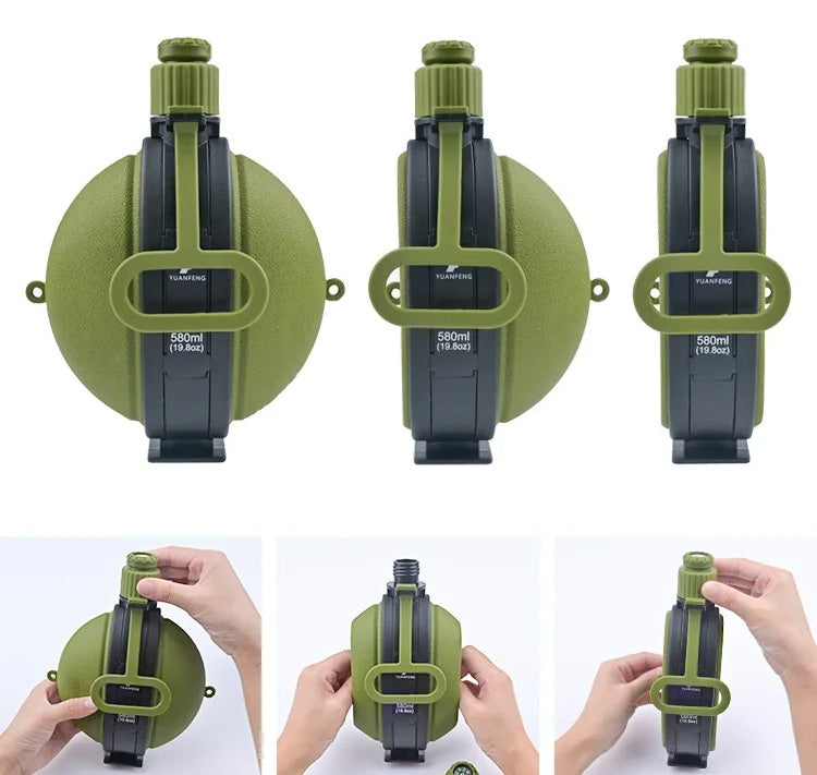 Foldbar silikone vandflaske med kompas – udendørs camping drikkekop til vandreture, fiskeri, picnic og miljøvenlige rejser 2