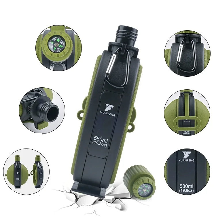 Foldbar silikone vandflaske med kompas – udendørs camping drikkekop til vandreture, fiskeri, picnic og miljøvenlige rejser 4