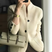 Gebreid damesvest met lange mouwen | Warm 0