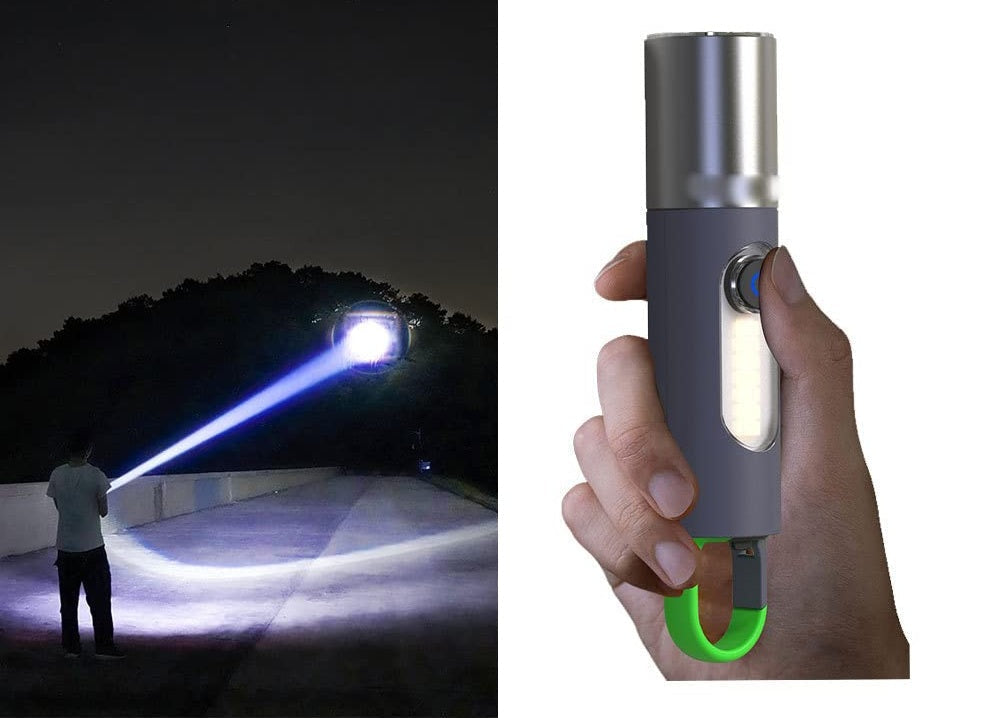 Genopladelig zoombar LED-lommelygte – Superlysstærkt kompakt hvidt laserlys til camping, vandreture, hjemmet og udendørs nødsituationer 5