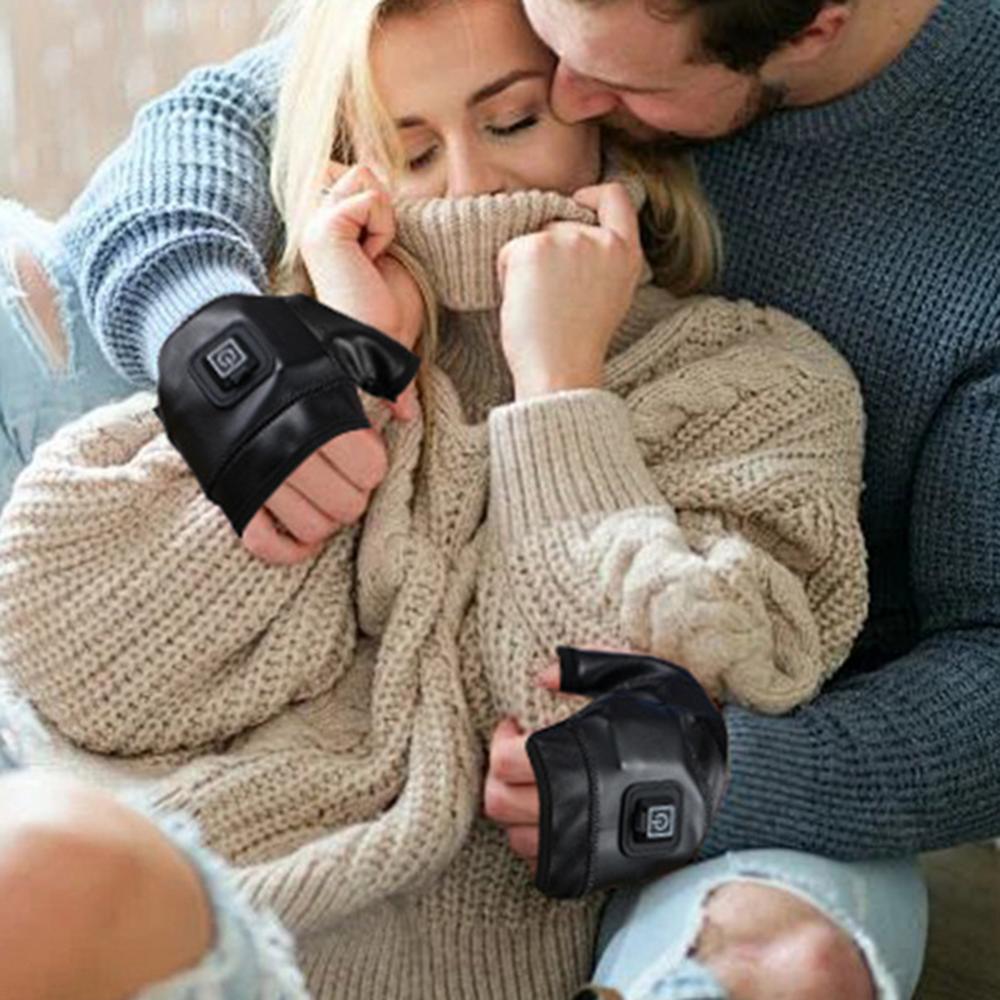 Genopladelige elektriske opvarmede handsker – fingerløse vintervarmehandsker til cykling, udendørssport og komfort i koldt vejr 6