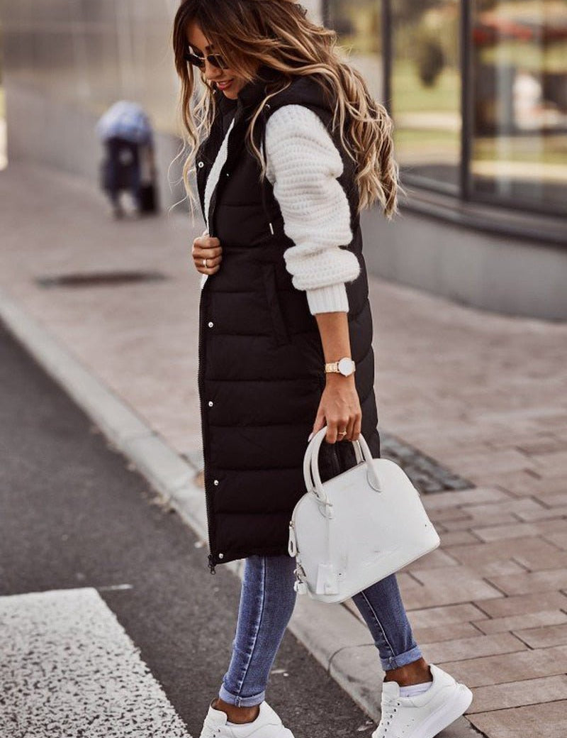 Gewatteerd damesvest | Lang 1