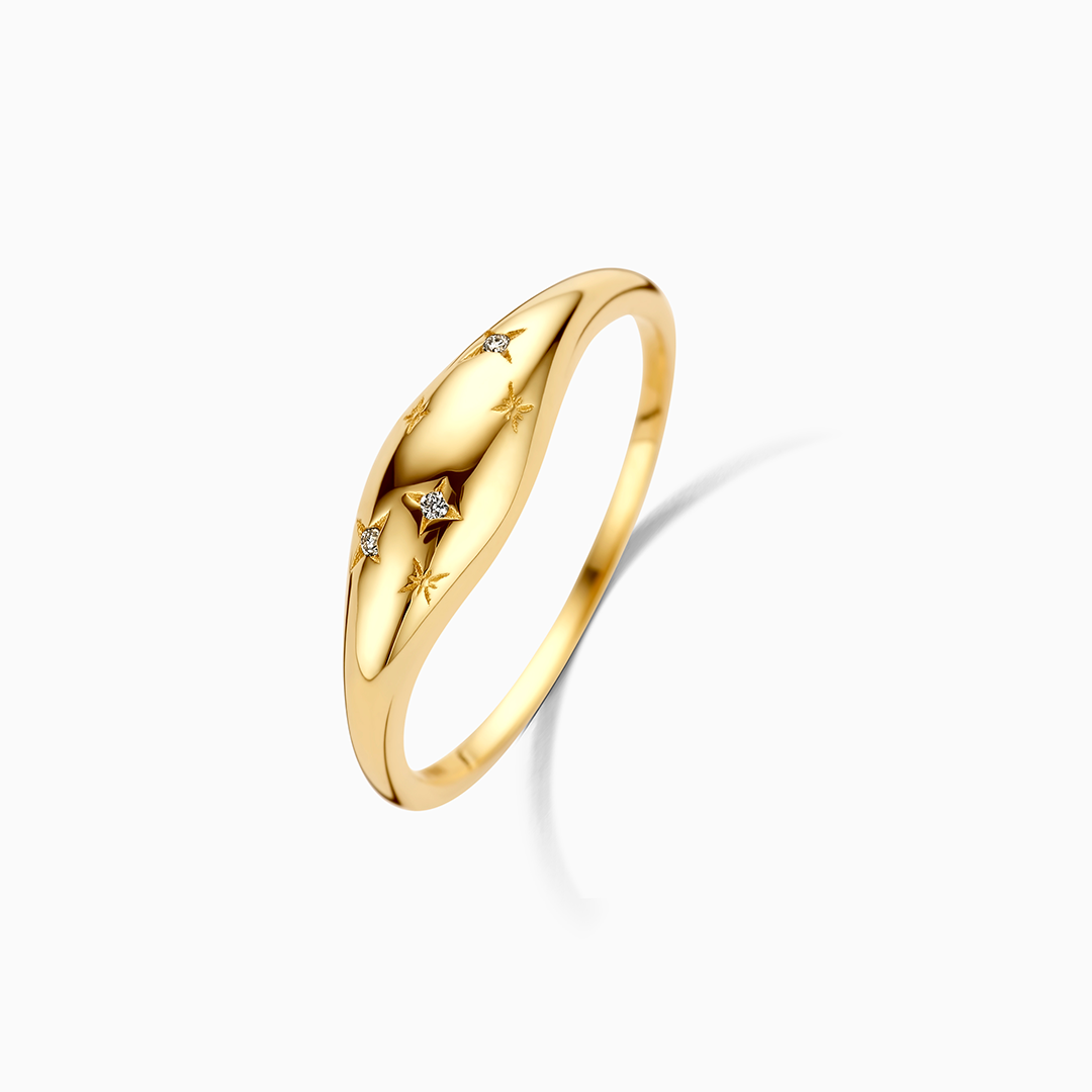 Guldring med diamant i elegant stil - Den perfekte forlovelsesring 1