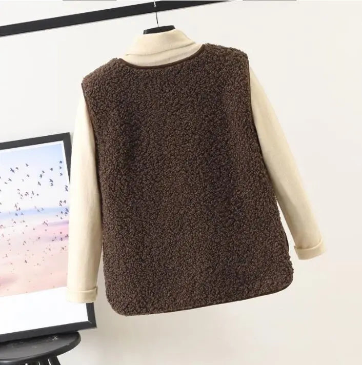 Felicie | Varm Pluche Dame vest med lommer