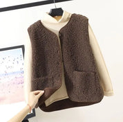 Felicie | Varm Pluche Dame vest med lommer