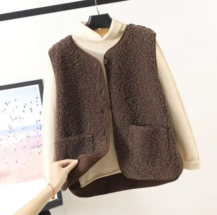 Felicie | Varm Pluche Dame vest med lommer