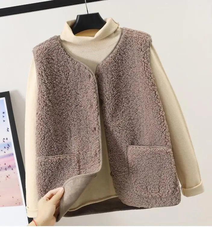 Felicie | Varm Pluche Dame vest med lommer