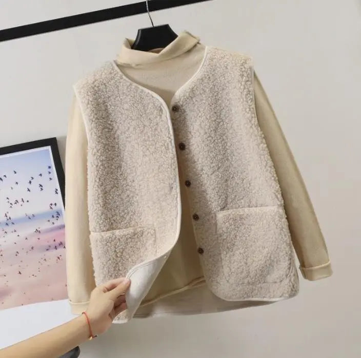 Felicie | Varm Pluche Dame vest med lommer