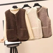 Felicie | Varm Pluche Dame vest med lommer