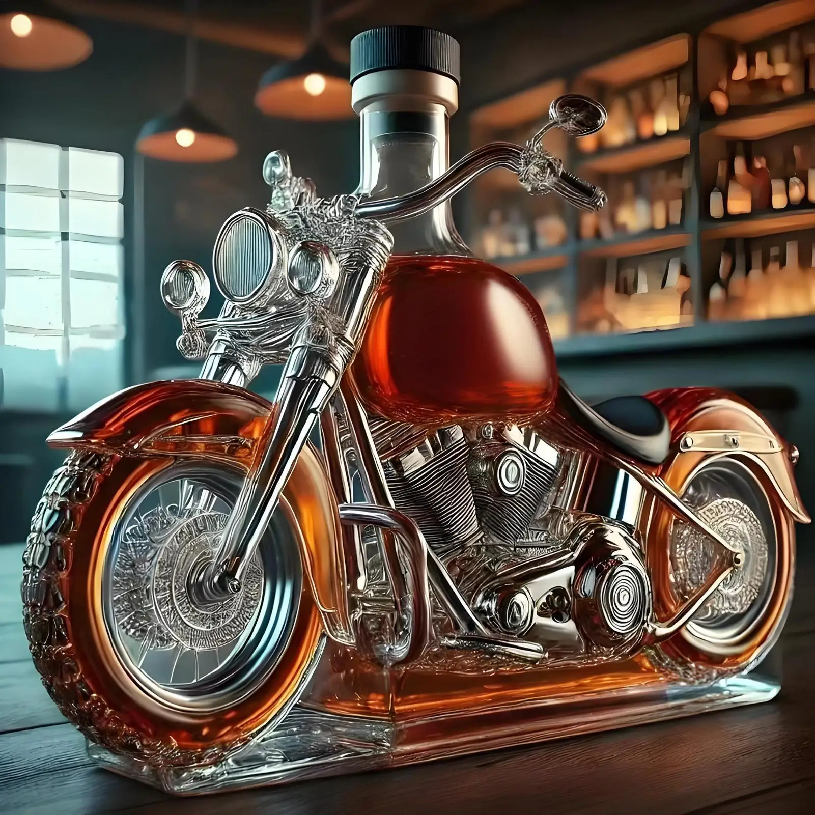 Harley motorcykelformet whiskykaraffel til hjemmebar 0