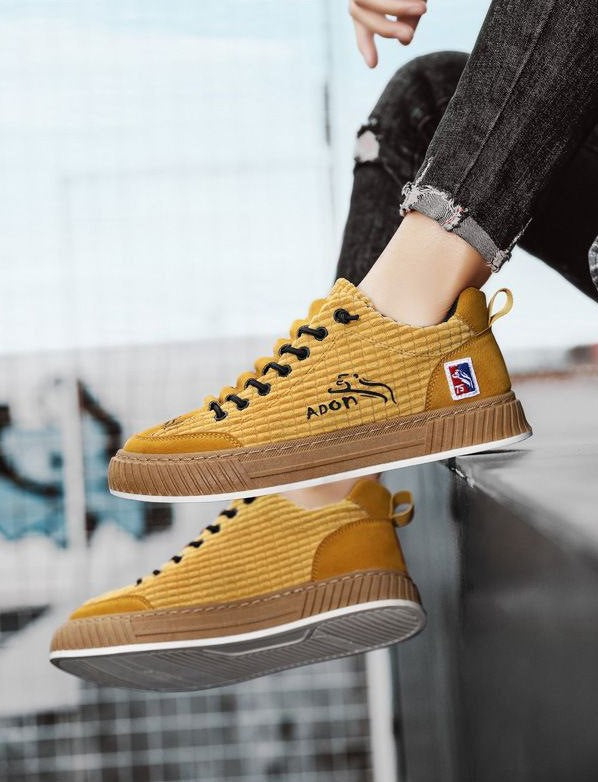 Herre Komfortable Low Top Sneakers i fløjlsblanding 4