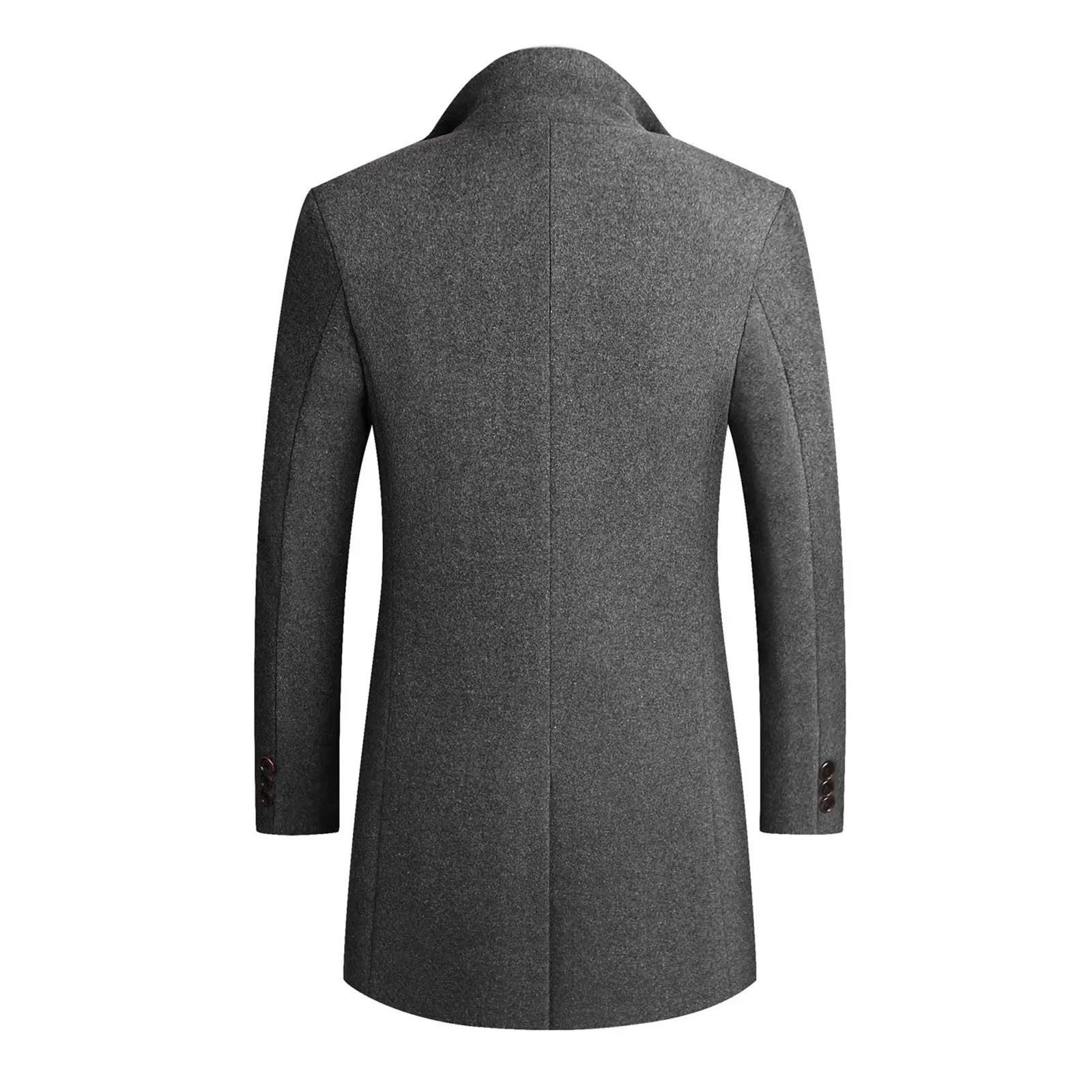 Herre Slim Fit Lang Frakke med Klassisk Reversdesign 4