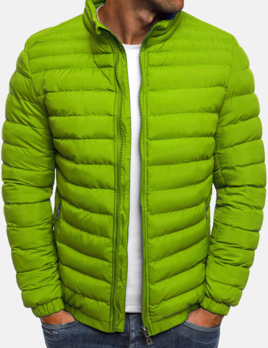 Herre dunjakke med lynlåslukning, stående krave og manchetter 3