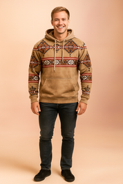 Herre vintage hættetrøje | Boho-print 0