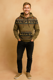 Herre vintage hættetrøje | Boho-print 1