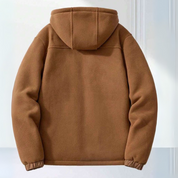 Herrefleece vinterjakke med hætte og lynlåslommer 2