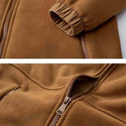 Herrefleece vinterjakke med hætte og lynlåslommer 4