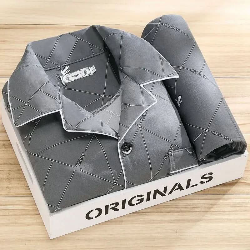 Herrepyjamassæt med knapper – Blødt og åndbart nattøj 3