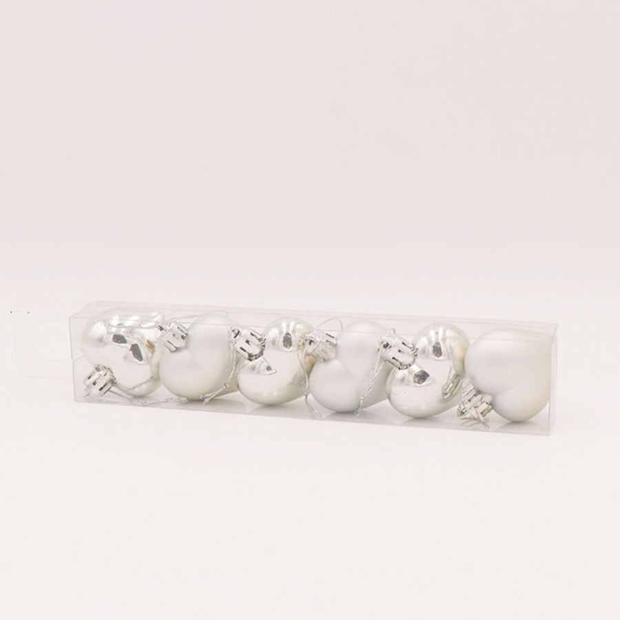 Hjerteformede juletræskugler sæt 5