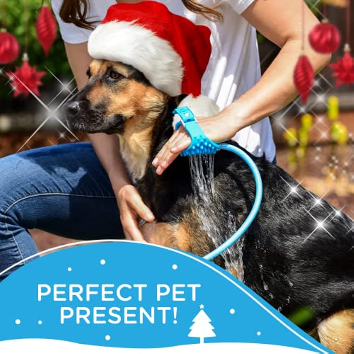 Hundebadebørste, sprøjte- og skrubbeværktøj - 2 i 1 kæledyrsplejeartikler, hundevask med slange og brusertilbehør 5