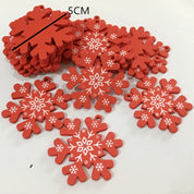 Hvide/røde naturlige træjulevedhæng med 5 dele 15