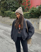 Seline | Stilfuld Grå Tweed Vinterjakke