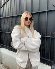 Seline | Stilfuld Grå Tweed Vinterjakke