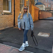 Seline | Stilfuld Grå Tweed Vinterjakke