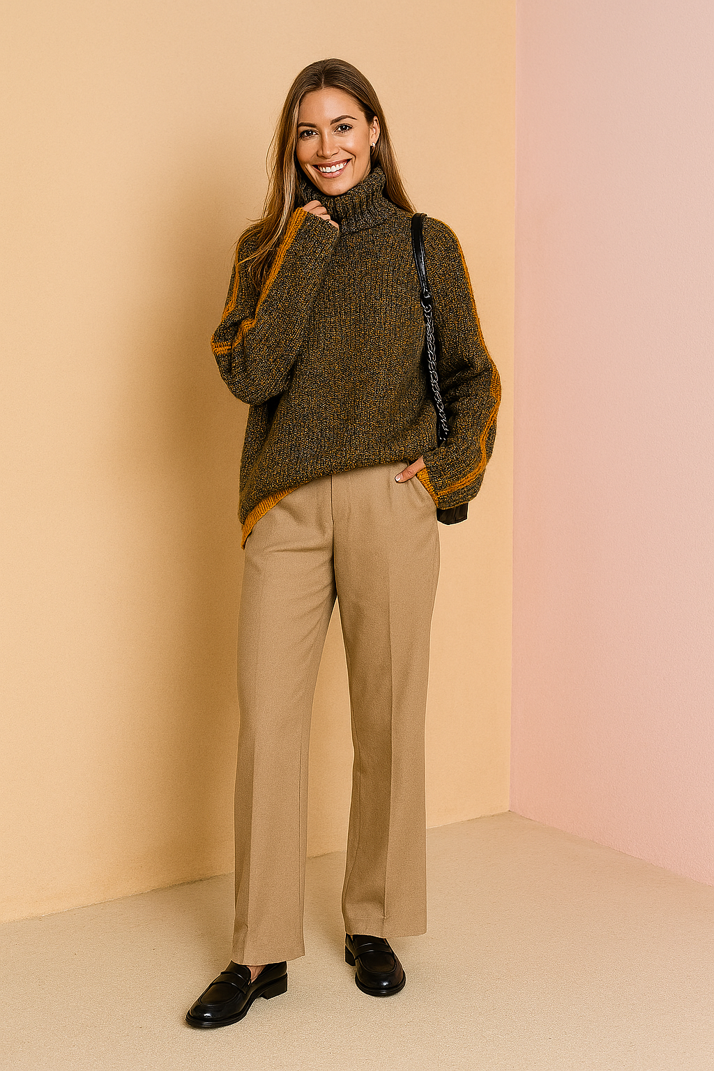 Iga | Rullekravetrøje med kontraststriber 0