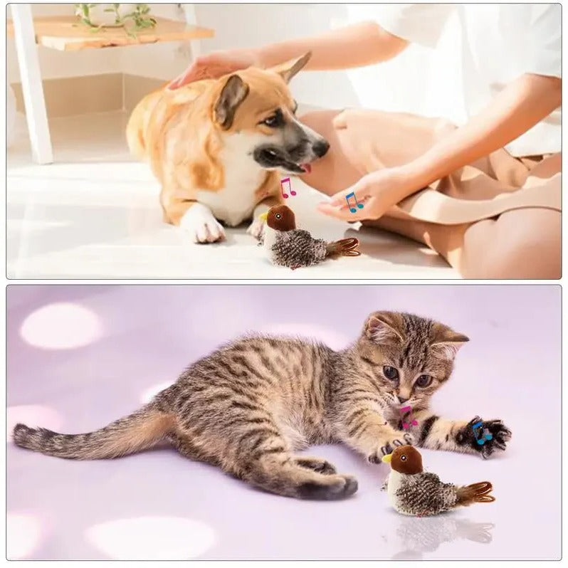 Interaktiv lydfuglekattelegetøj - flagrende fjersjov til indekatte 3