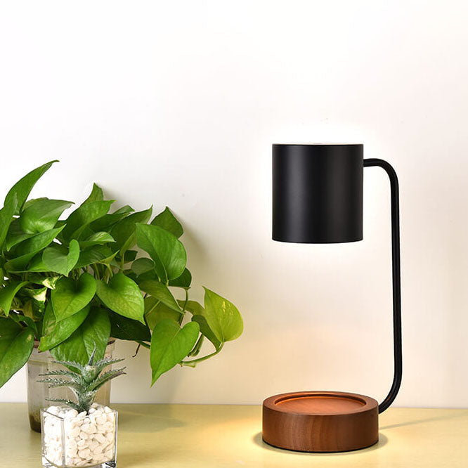 Japansk Minimalistisk Bordlampe med Dæmpning i Sort og Hvid – Træ og Metal Design til Soveværelse eller Stue 1