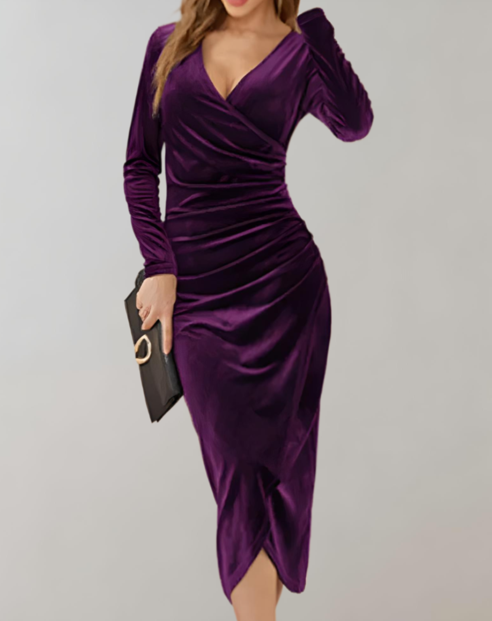 Amara - Elegant fløjls bodycon midi-kjole til et stilfuldt look