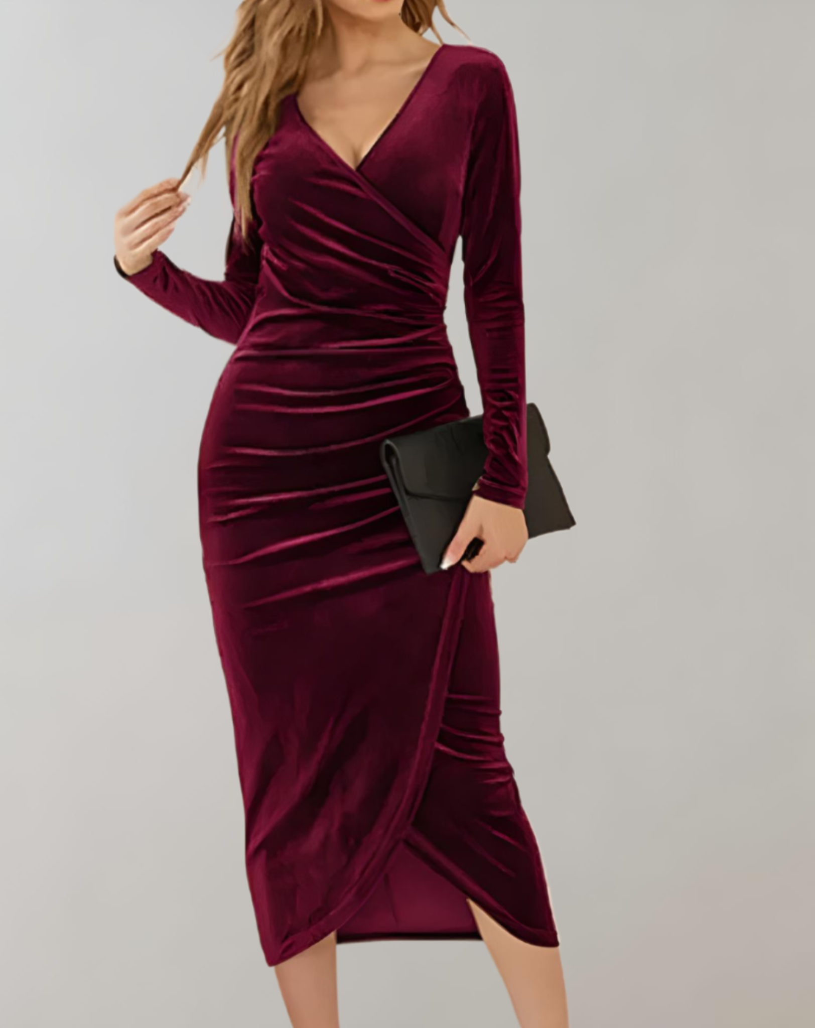 Amara - Elegant fløjls bodycon midi-kjole til et stilfuldt look