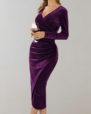 Amara - Elegant fløjls bodycon midi-kjole til et stilfuldt look