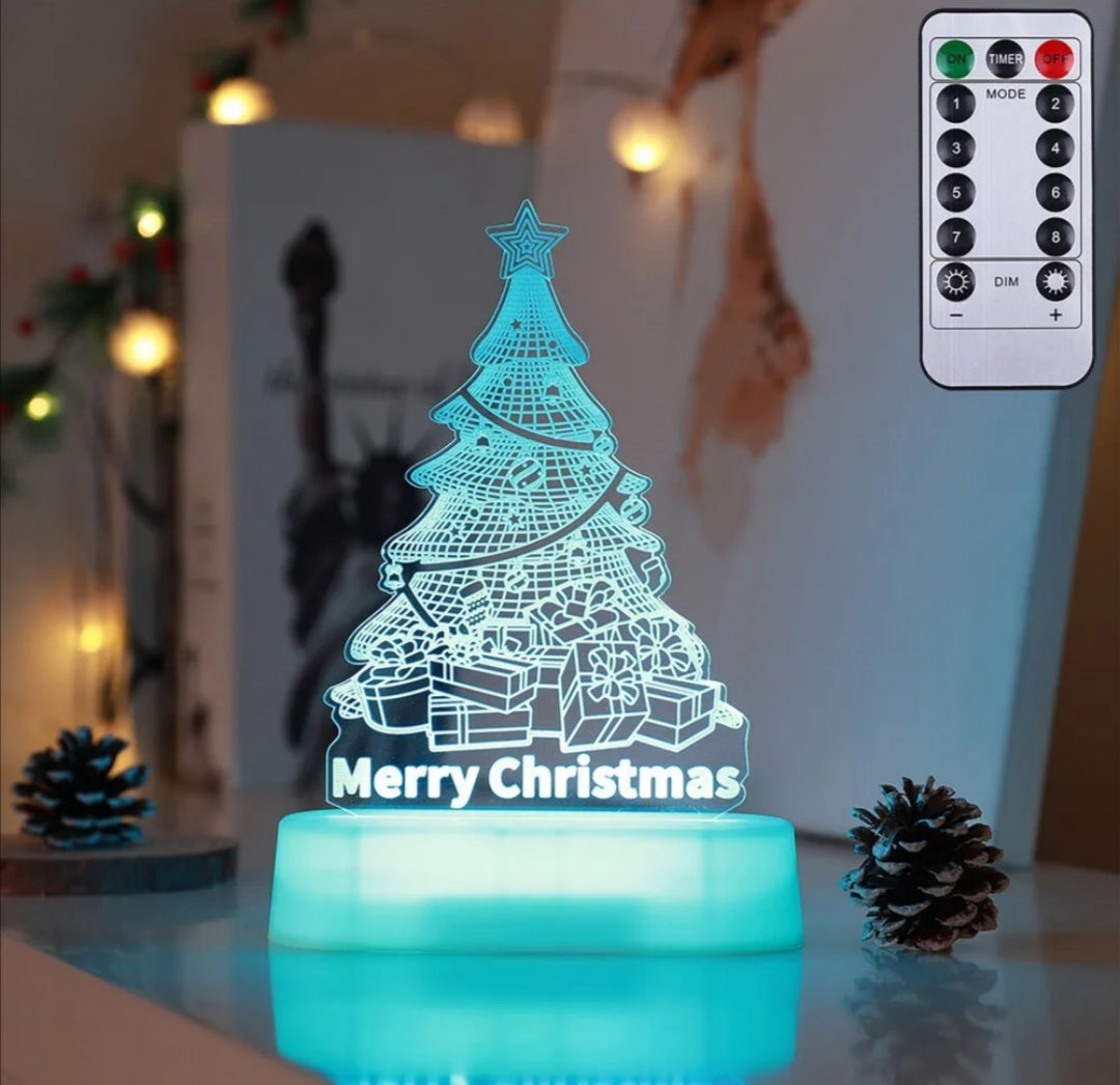 Juledekoration 3D-lampe Akryl LED-natlys Nytår Valentinsdag Jul Børnegave Julepynt 11