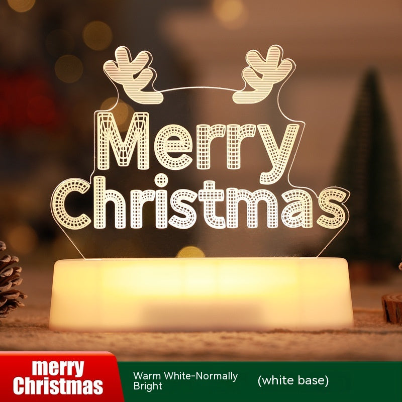 Juledekoration 3D-lampe Akryl LED-natlys Nytår Valentinsdag Jul Børnegave Julepynt 9