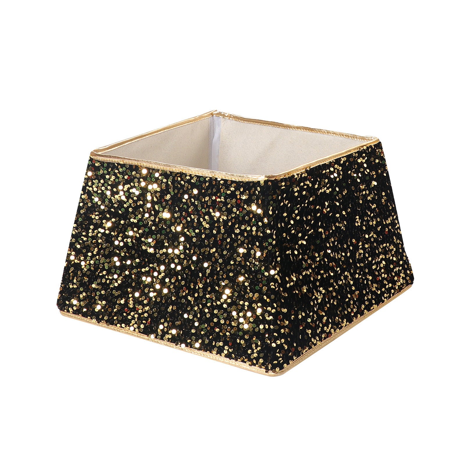 Juletræsforklæde med pailletter og dekorativ base 0