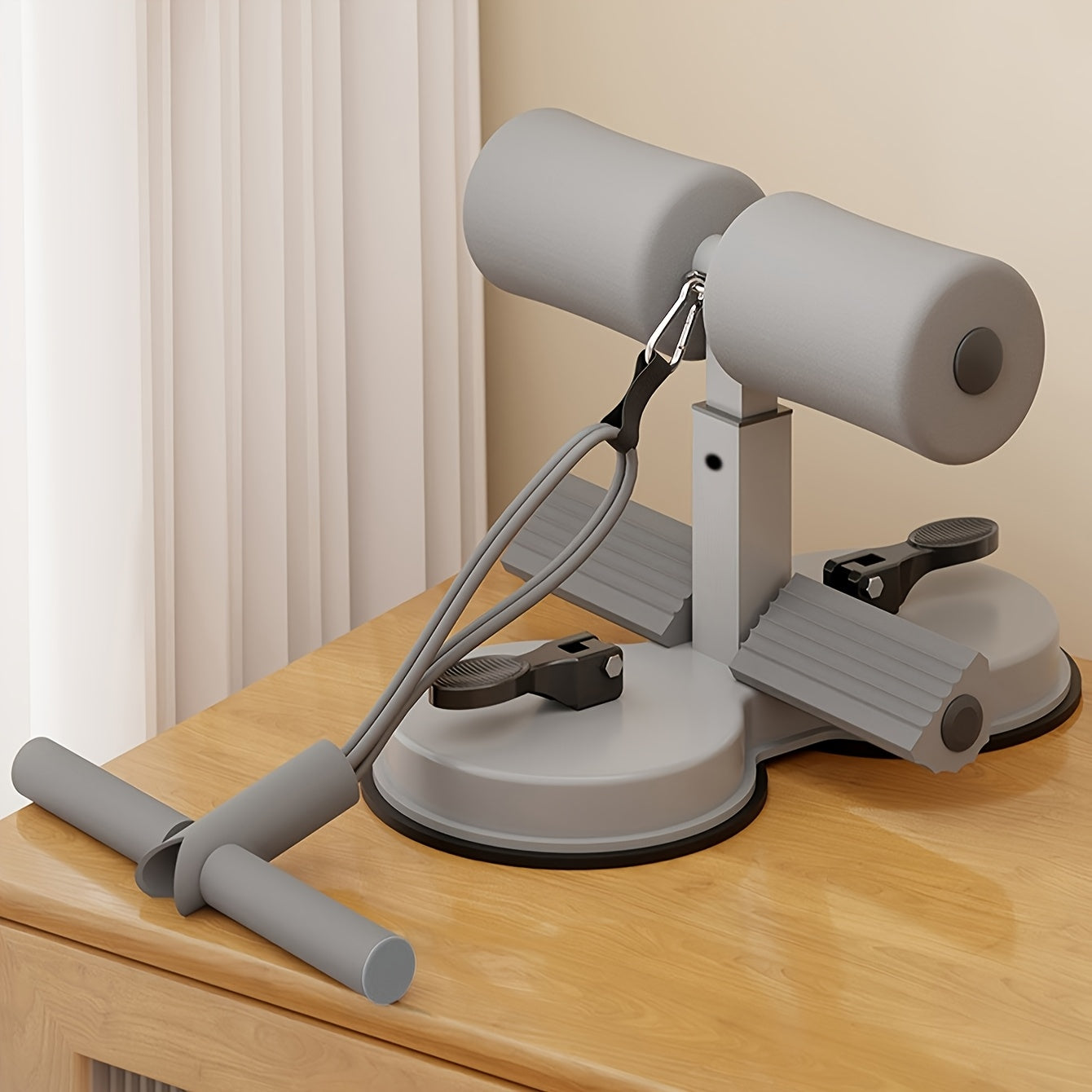 Justerbar mavebøjleassistent med dobbelte sugekopper – ideel til hjemmefitness og coretræning 1