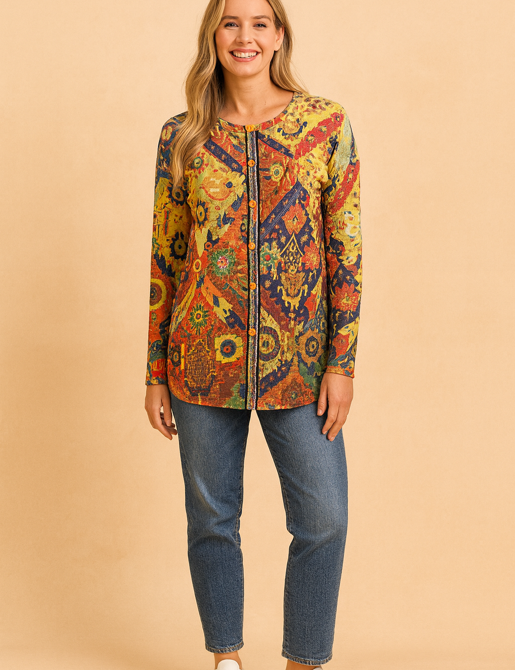 Kaja | Sweater med et kunstnerisk mønster 0