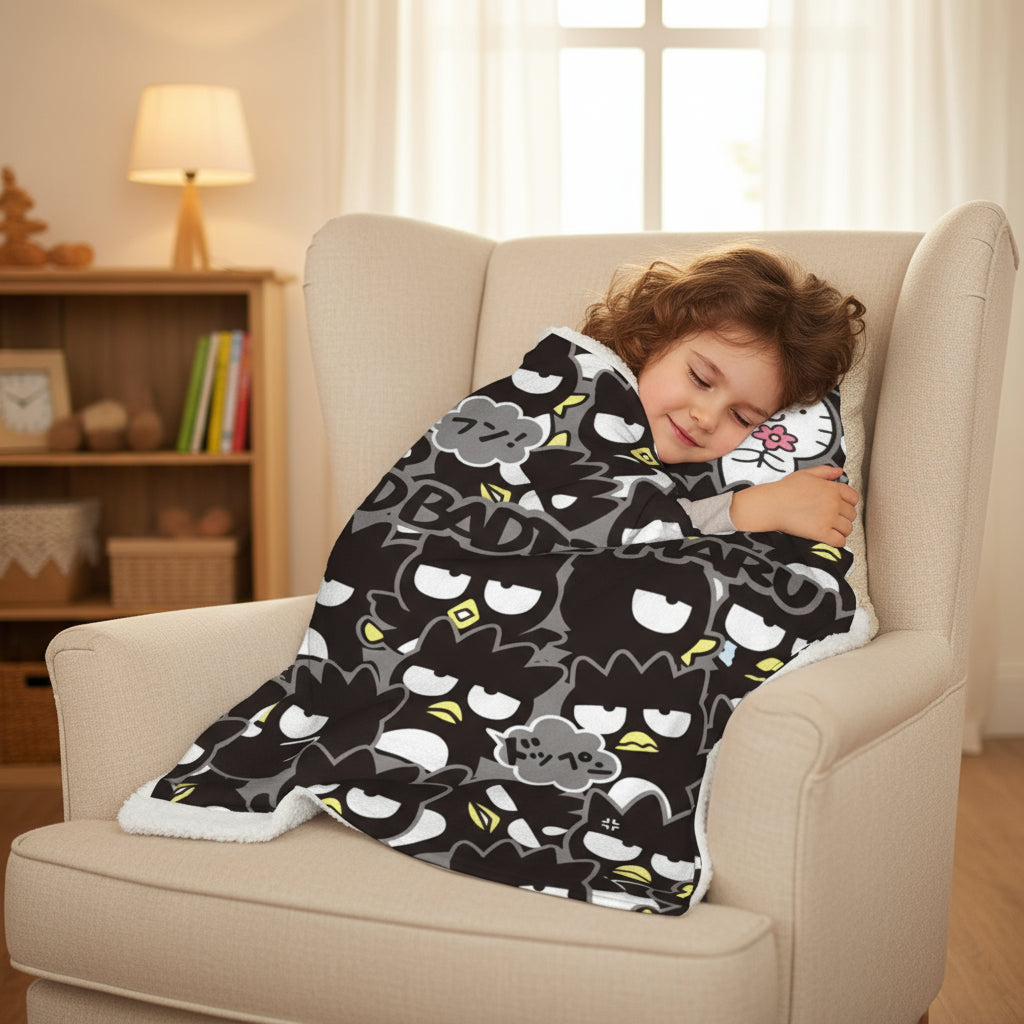 Kitty Flannel Tæppe – Blødt Plys Tæppe med Katte- & Blomstermønster til Seng, Sofa & Rejsekomfort 3