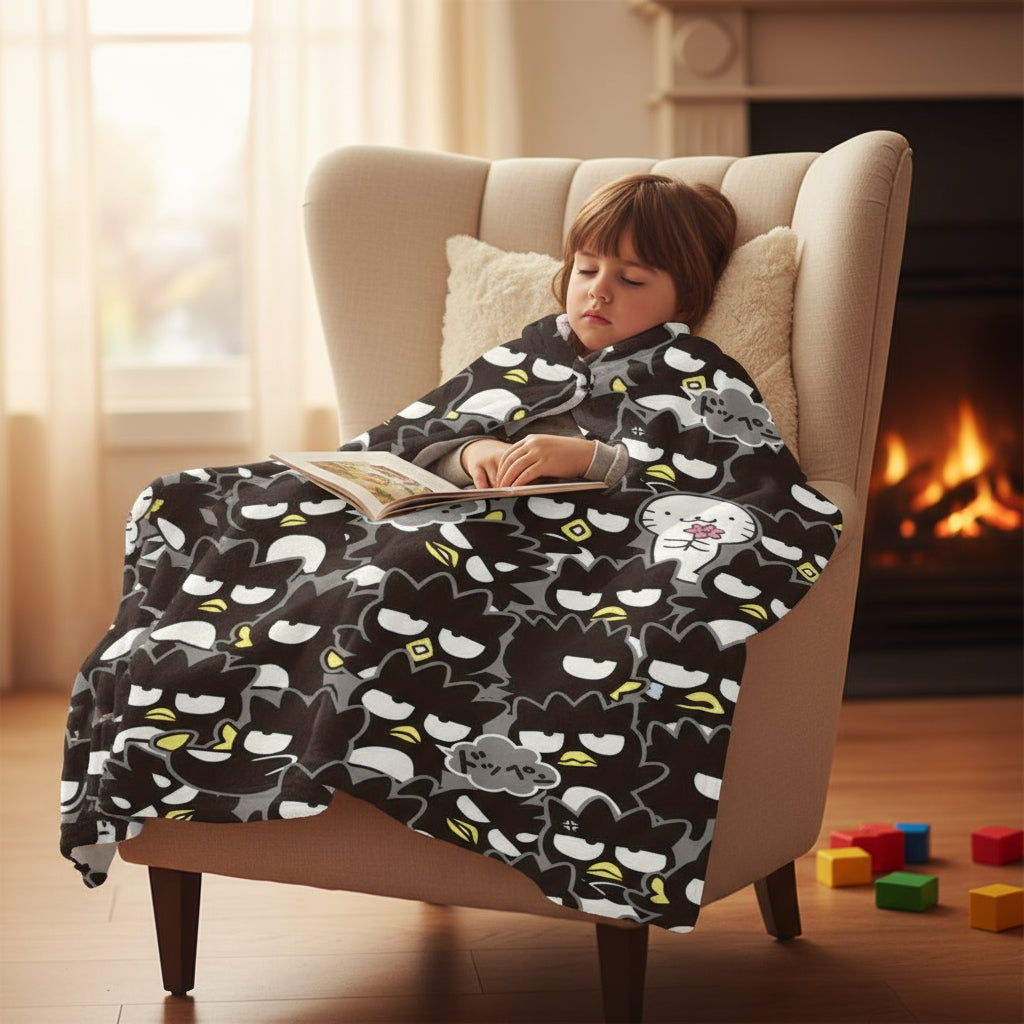 Kitty Flannel Tæppe – Blødt Plys Tæppe med Katte- & Blomstermønster til Seng, Sofa & Rejsekomfort 4