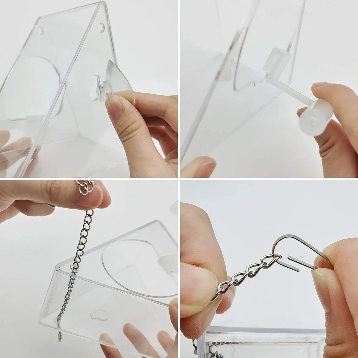 Klar akryl hængende fuglefoderautomat til udendørs have 2