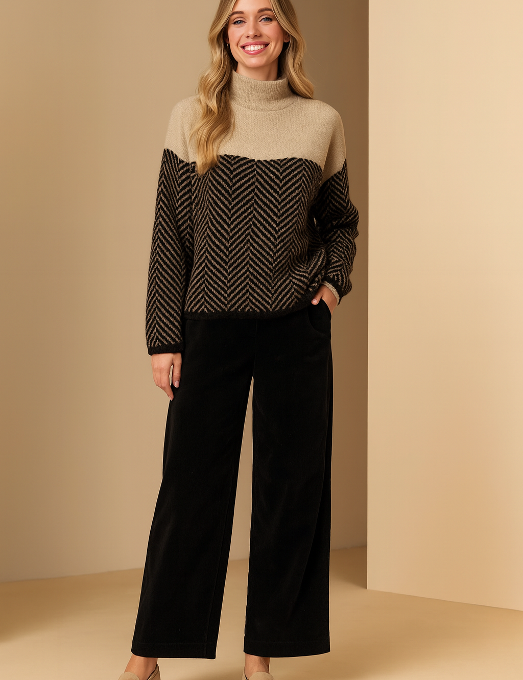 Klara | Rullekravetrøje med geometriske paneler 1